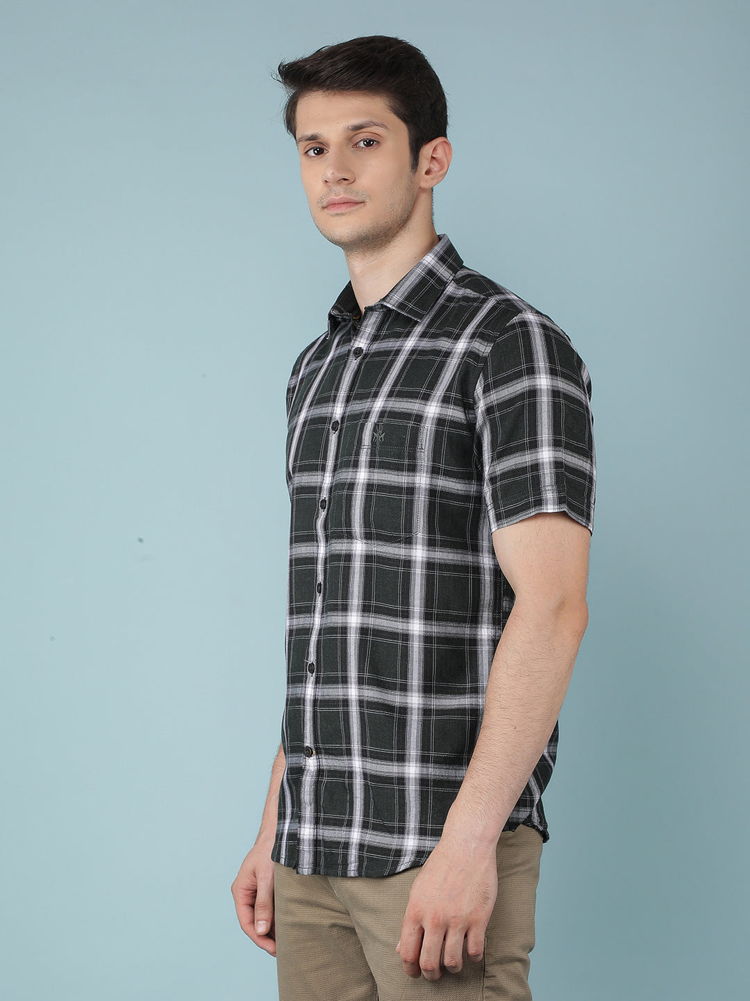 Green Checkered Shirt-Men Shirts-Crimsoune Club