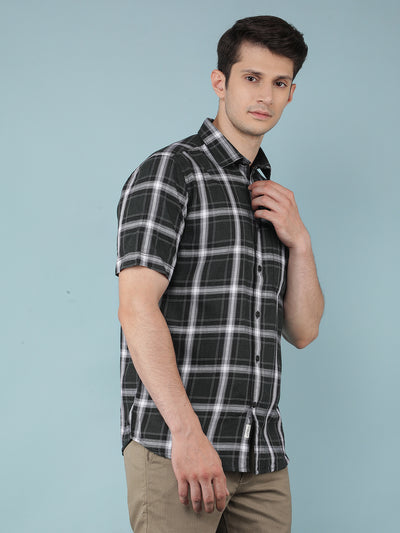 Green Checkered Shirt-Men Shirts-Crimsoune Club