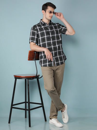 Green Checkered Shirt-Men Shirts-Crimsoune Club