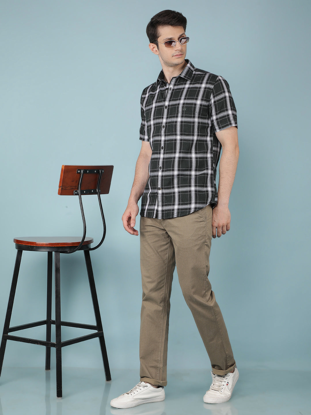 Green Checkered Shirt-Men Shirts-Crimsoune Club