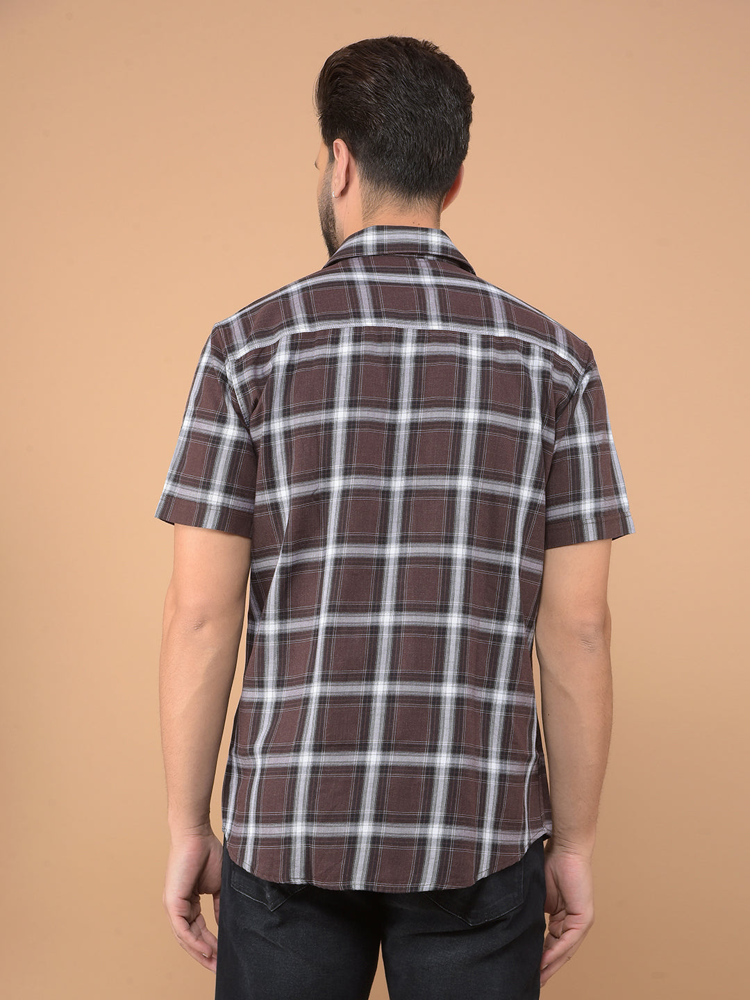 Brown Checked Shirt-Men Shirts-Crimsoune Club