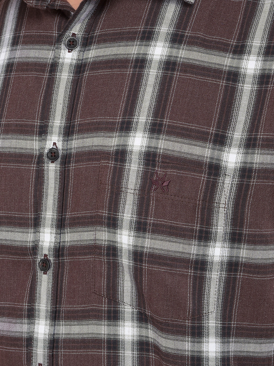 Brown Checked Shirt-Men Shirts-Crimsoune Club