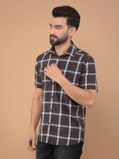 Brown Checked Shirt-Men Shirts-Crimsoune Club