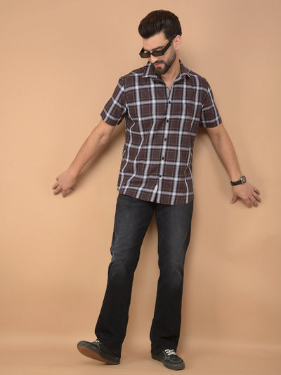 Brown Checked Shirt-Men Shirts-Crimsoune Club