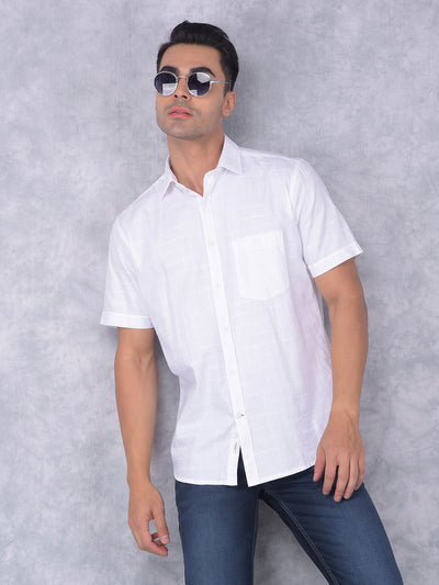 White Printed 100% Cotton Shirt-Men Shirts-Crimsoune Club