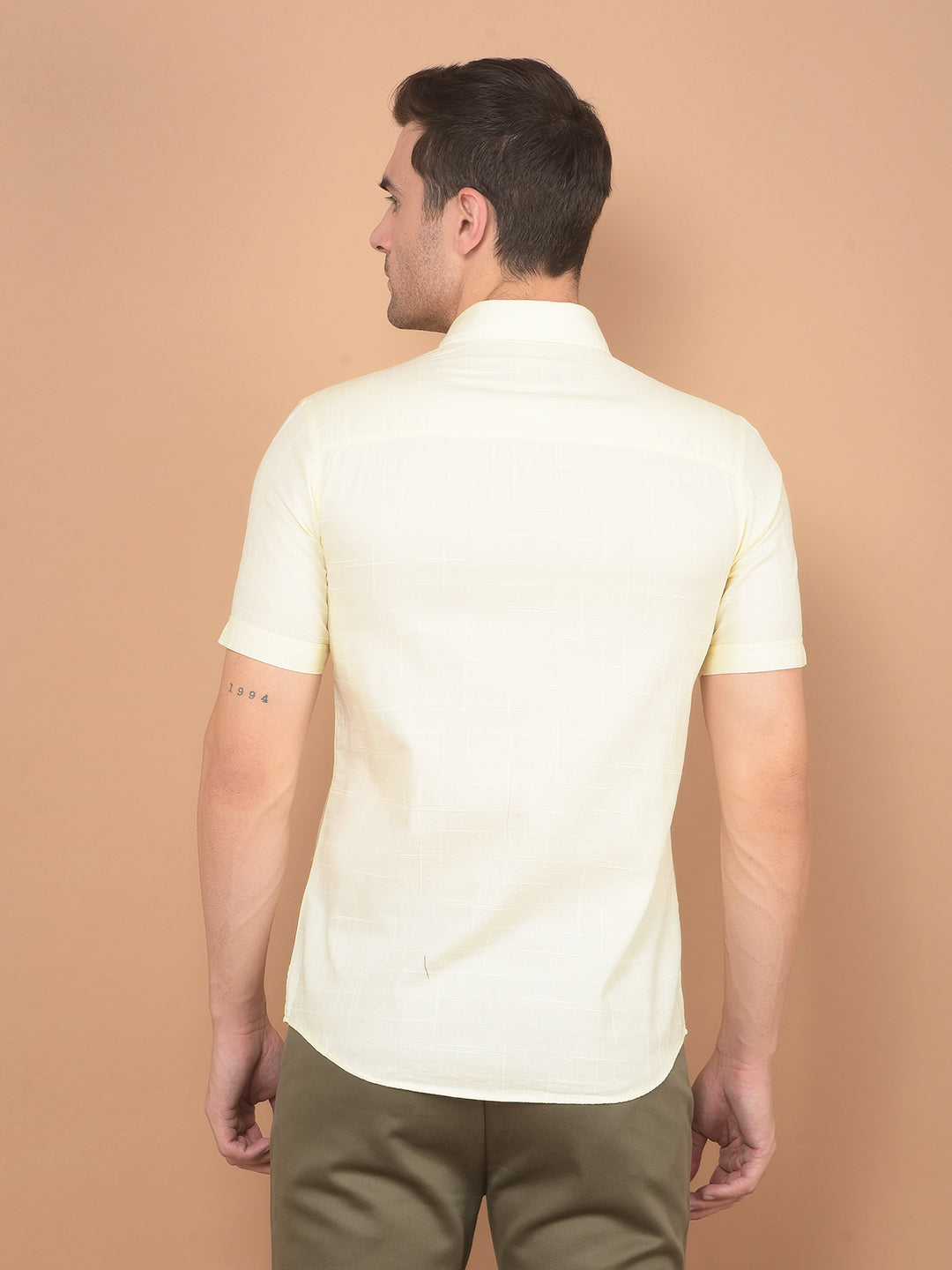 Cream Printed 100% Cotton Shirt-Men Shirts-Crimsoune Club