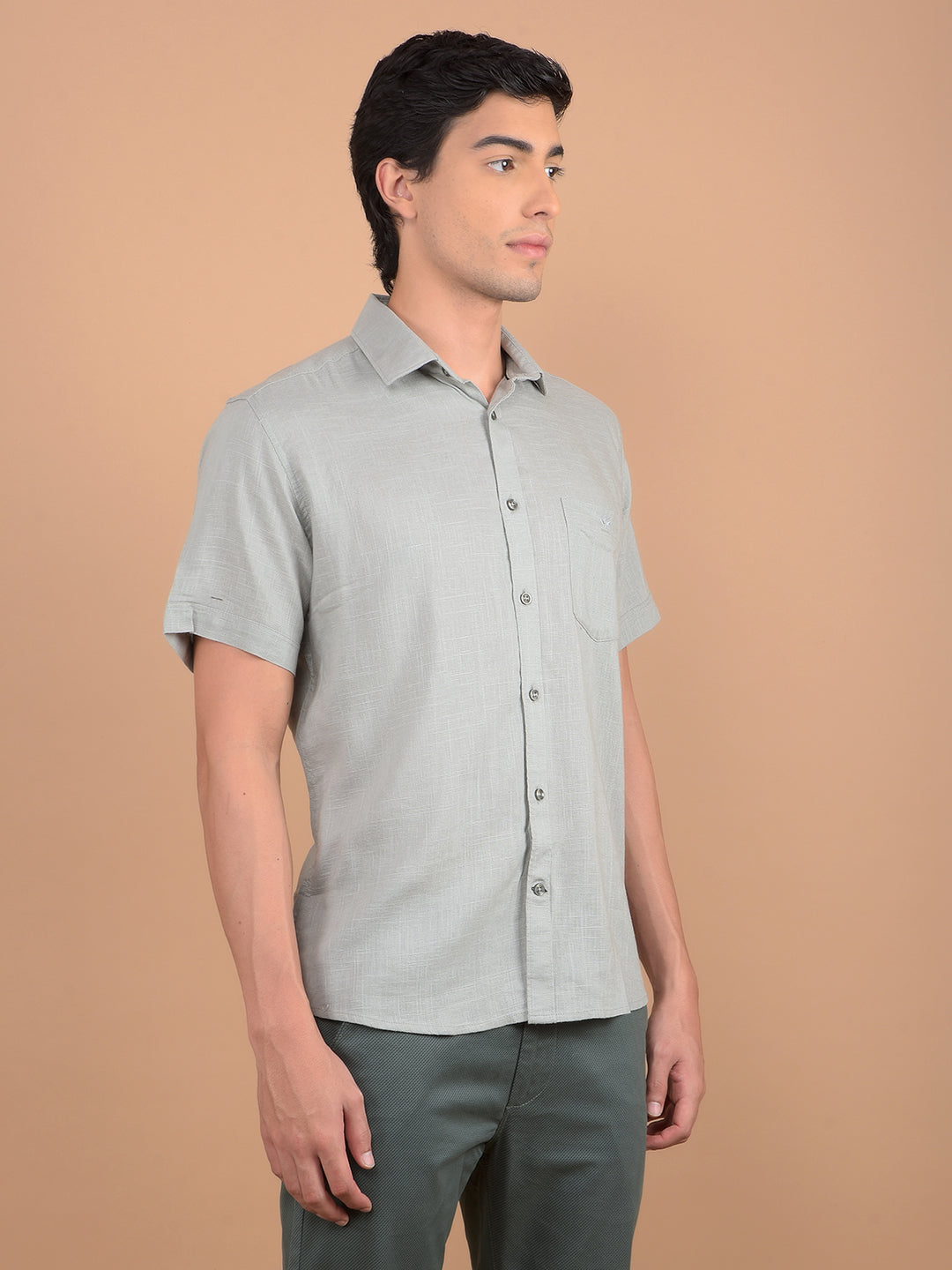 Green 100% Cotton Shirt-Men Shirts-Crimsoune Club