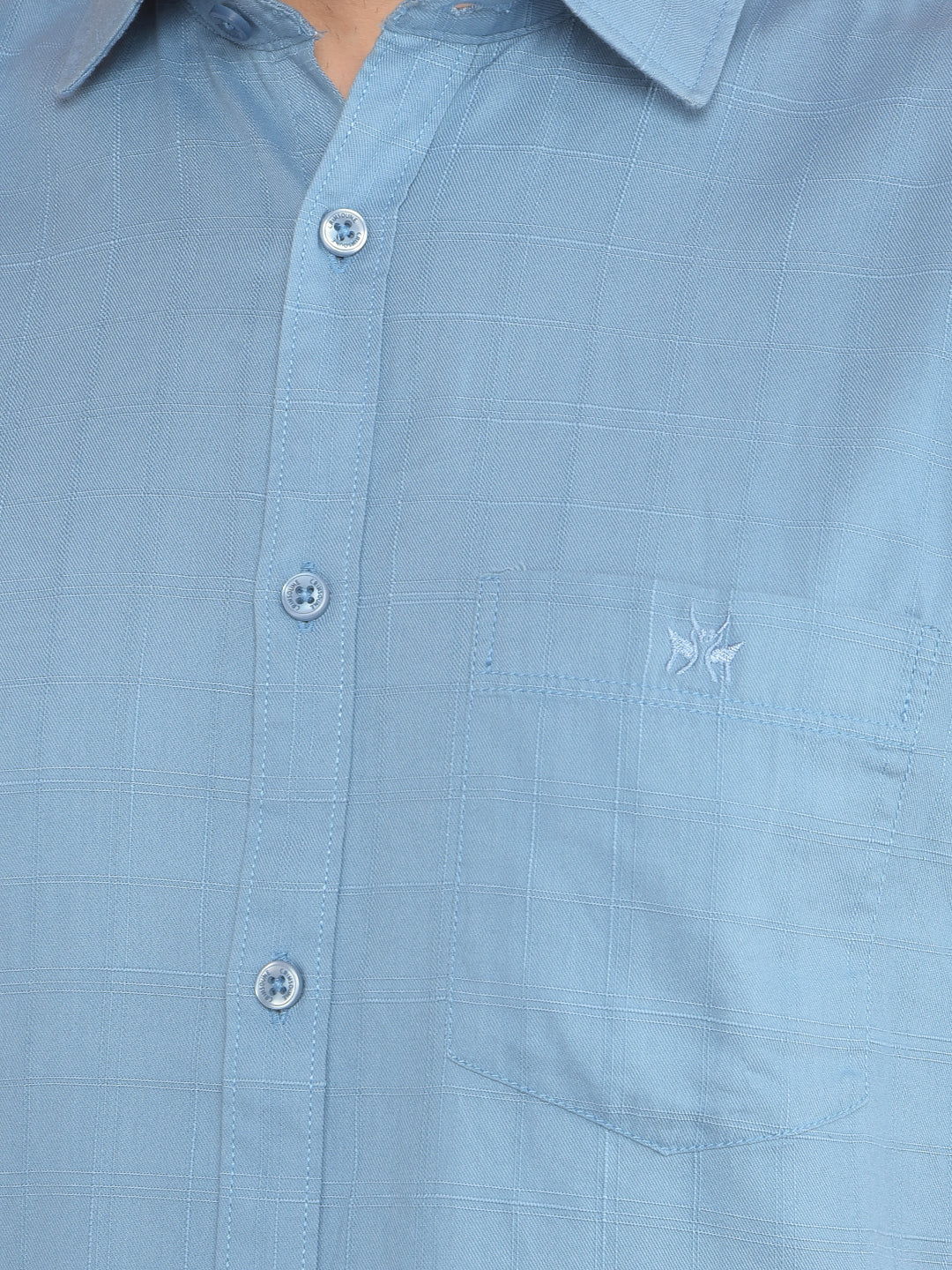 Blue Printed 100% Cotton Shirt-Men Shirts-Crimsoune Club