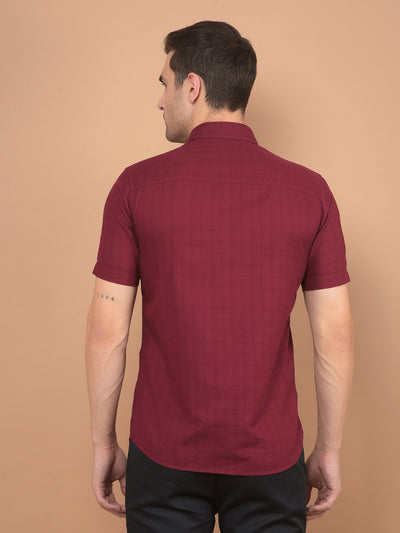 Maroon Printed 100% Cotton Shirt-Men Shirts-Crimsoune Club