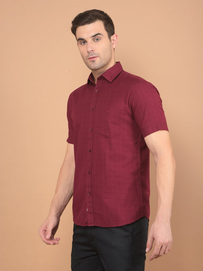 Maroon Printed 100% Cotton Shirt-Men Shirts-Crimsoune Club