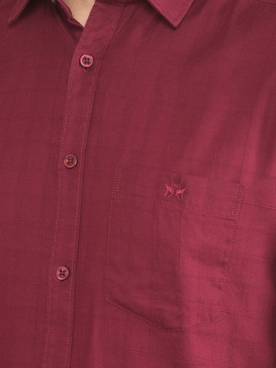 Maroon Printed 100% Cotton Shirt-Men Shirts-Crimsoune Club