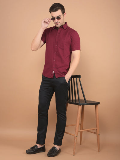 Maroon Printed 100% Cotton Shirt-Men Shirts-Crimsoune Club