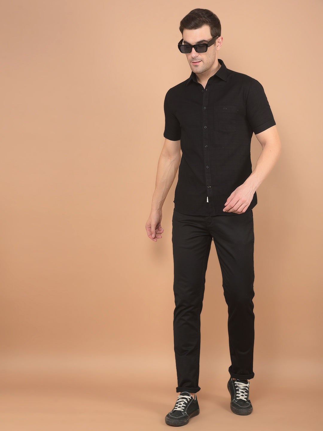 Black Printed 100% Cotton Shirt-Men Shirts-Crimsoune Club