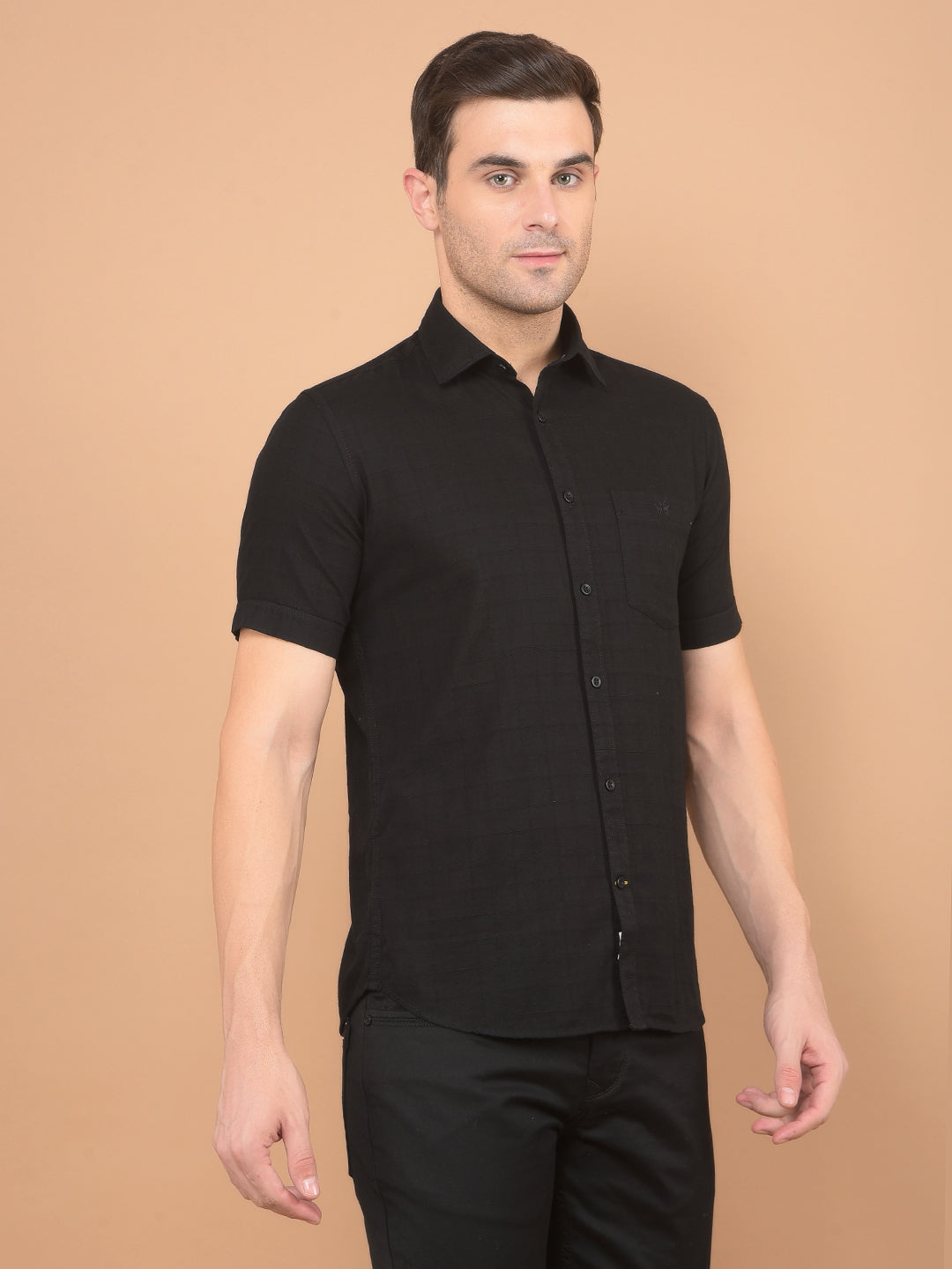 Black Printed 100% Cotton Shirt-Men Shirts-Crimsoune Club