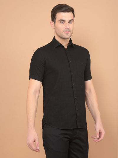 Black Printed 100% Cotton Shirt-Men Shirts-Crimsoune Club