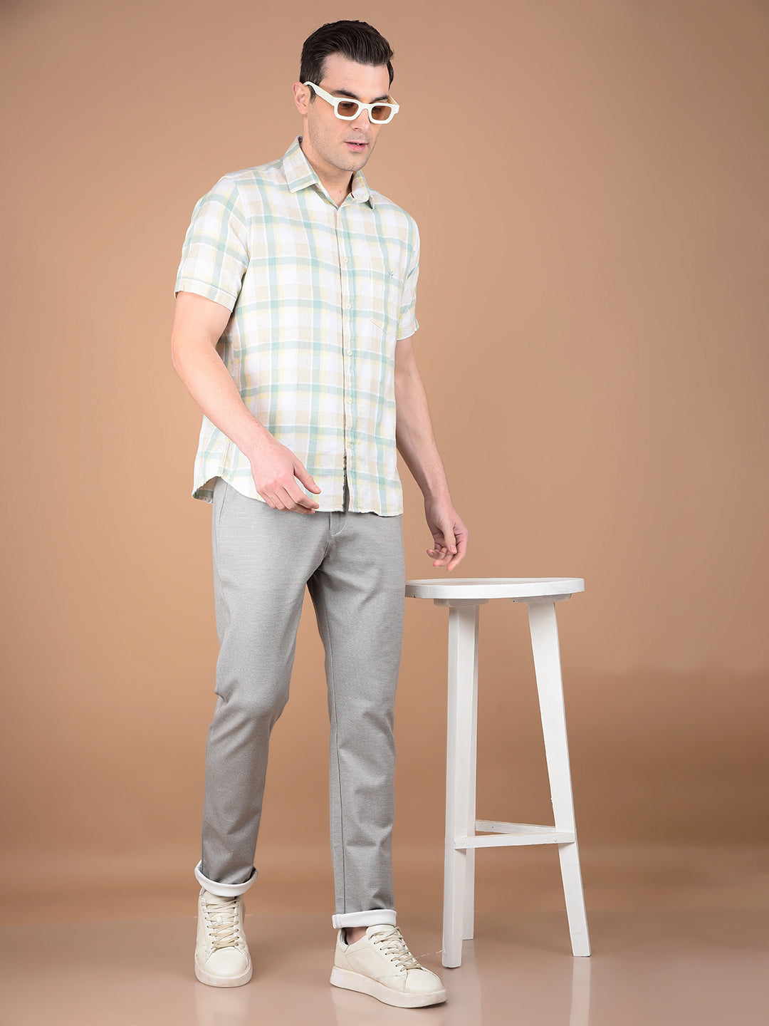 Green Checked Linen Shirt