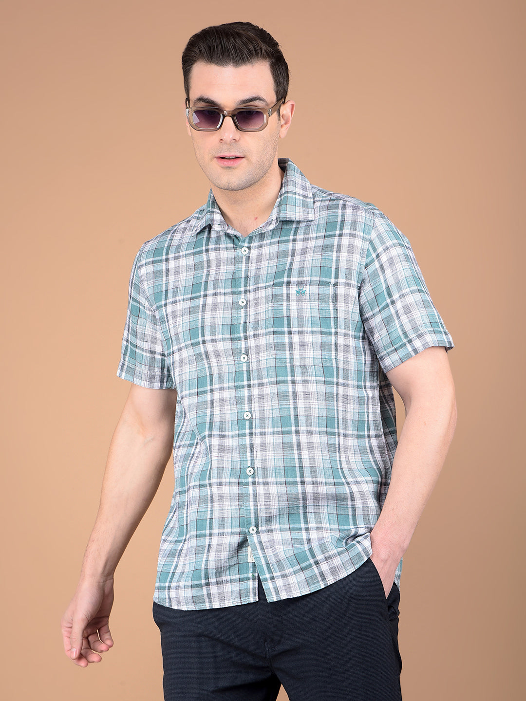 Green Checked 100% Cotton Shirt