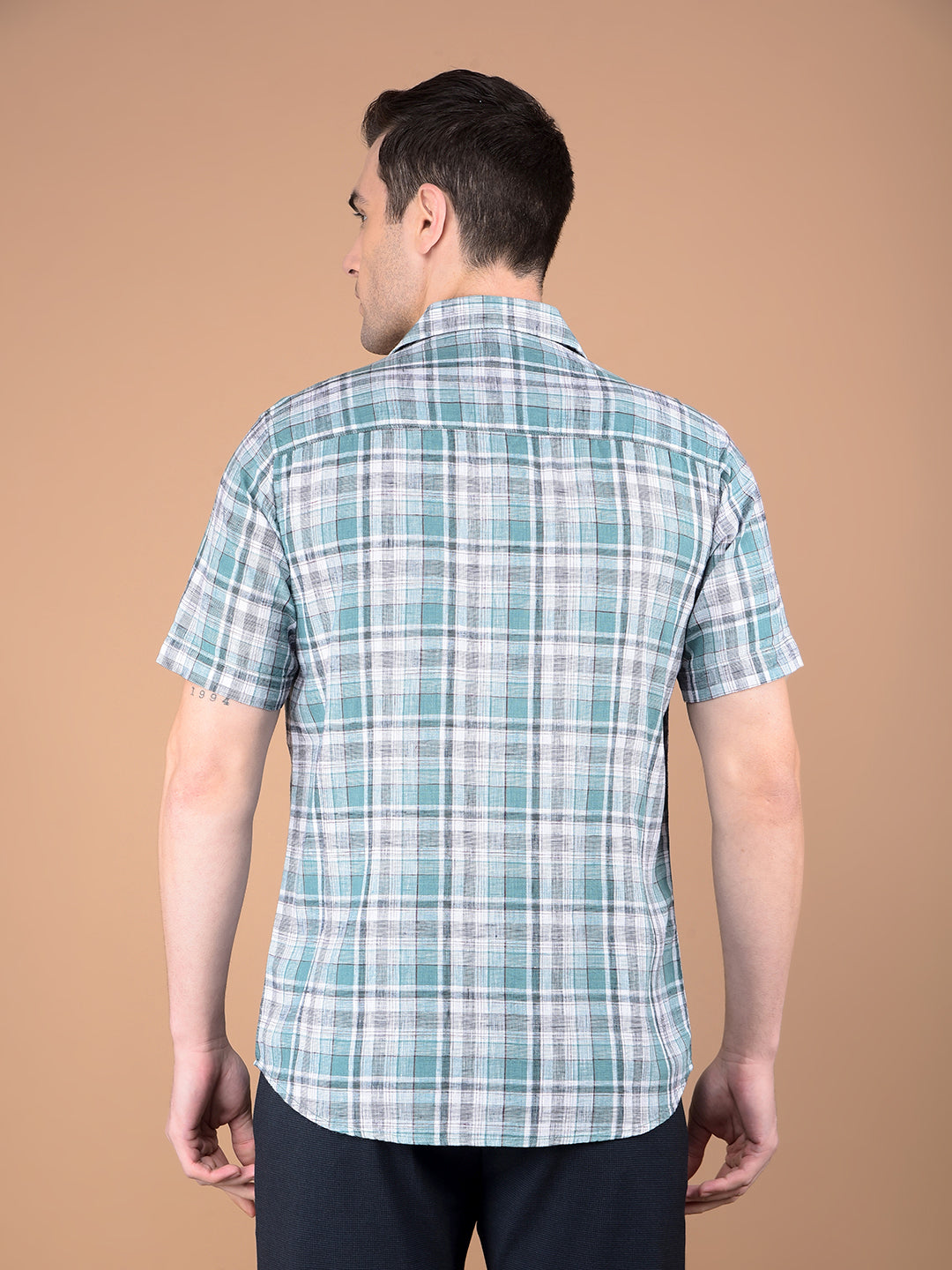 Green Checked 100% Cotton Shirt