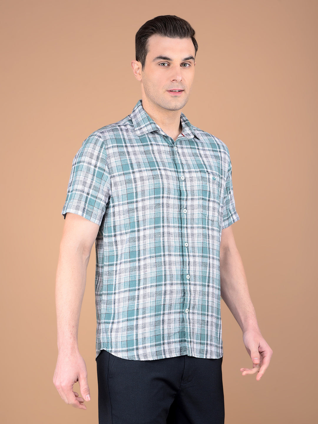 Green Checked 100% Cotton Shirt