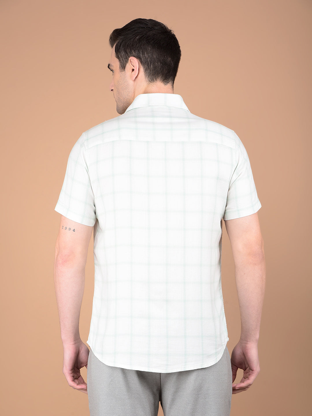 Green Checked 100% Cotton Shirt