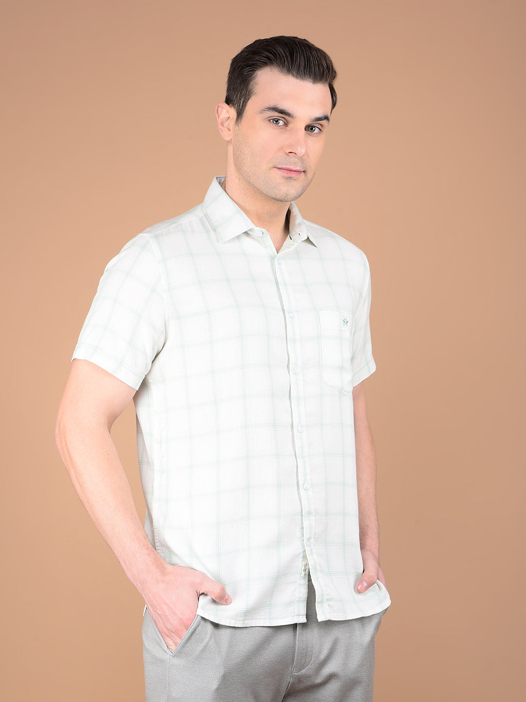 Green Checked 100% Cotton Shirt