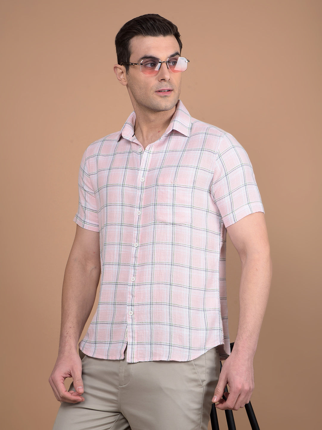 Pink Checked 100% Cotton Shirt