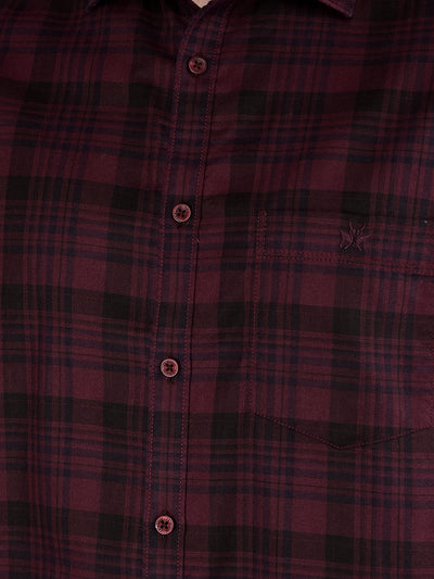 Maroon Checked 100% Cotton Shirt