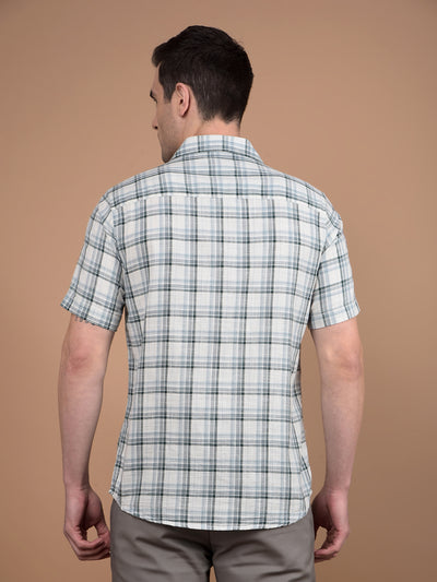 Grey Checked 100% Cotton Shirt-Men Shirts-Crimsoune Club