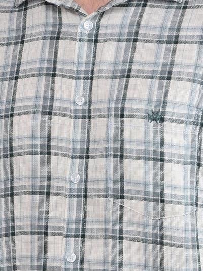 Grey Checked 100% Cotton Shirt-Men Shirts-Crimsoune Club