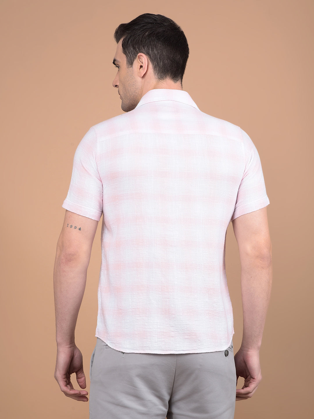 Pink Checked 100% Cotton Shirt