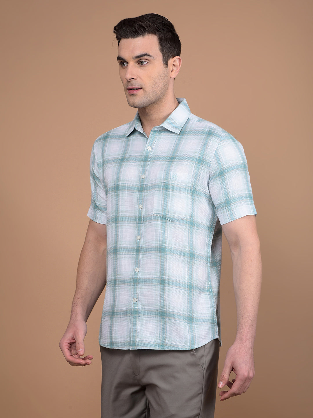 Green Checked 100% Cotton Shirt