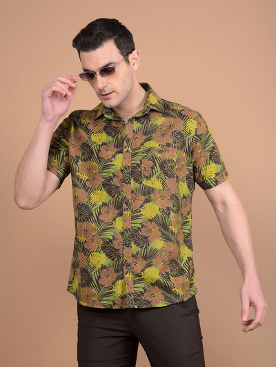 Green Floral Print 100% Cotton Shirt