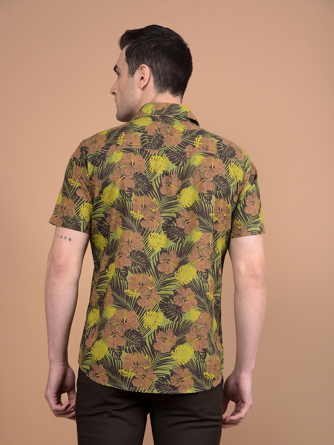 Green Floral Print 100% Cotton Shirt