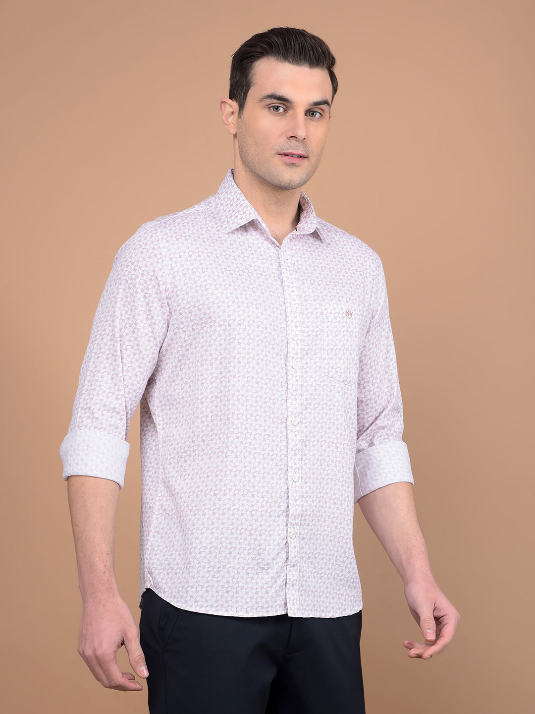 Pink Printed Linen Shirt