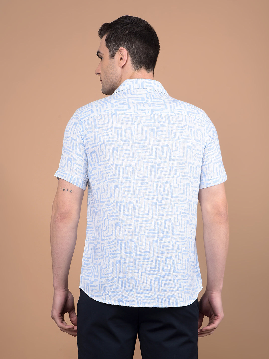 Blue Printed 100% Cotton Shirt