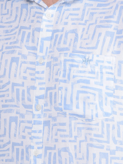 Blue Printed 100% Cotton Shirt