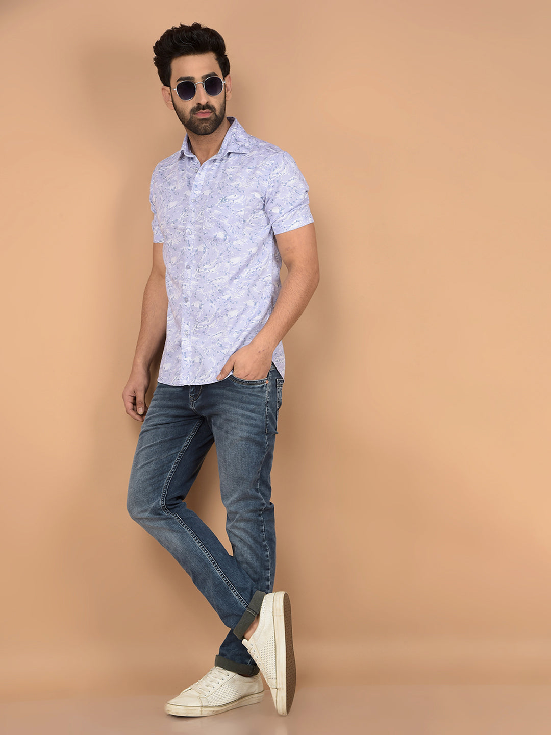 Purple Printed Shirt-Men Shirts-Crimsoune Club