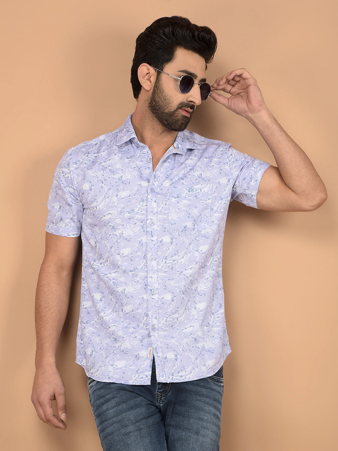 Purple Printed Shirt-Men Shirts-Crimsoune Club