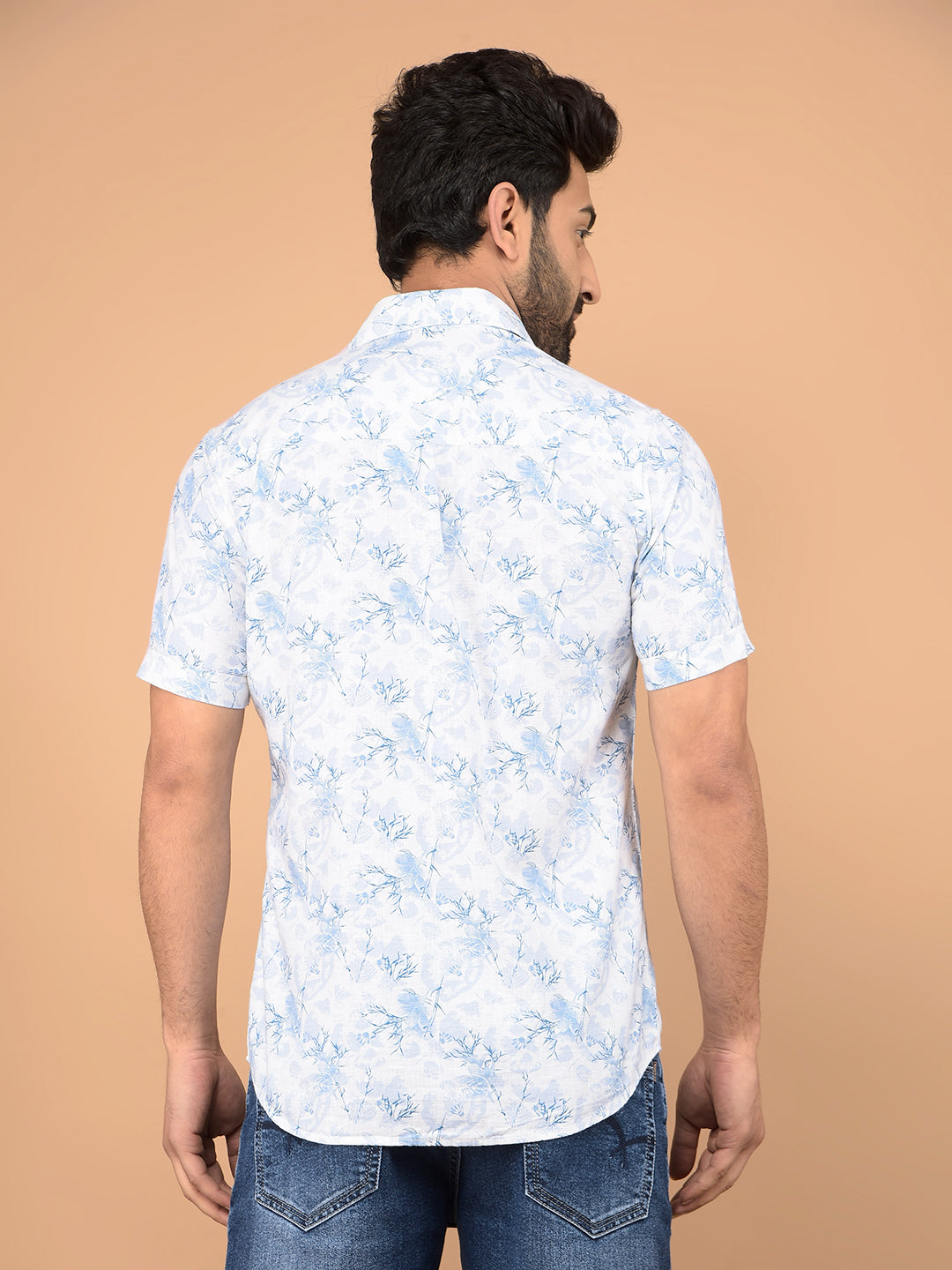 Blue Floral Print Shirt-Men Shirts-Crimsoune Club