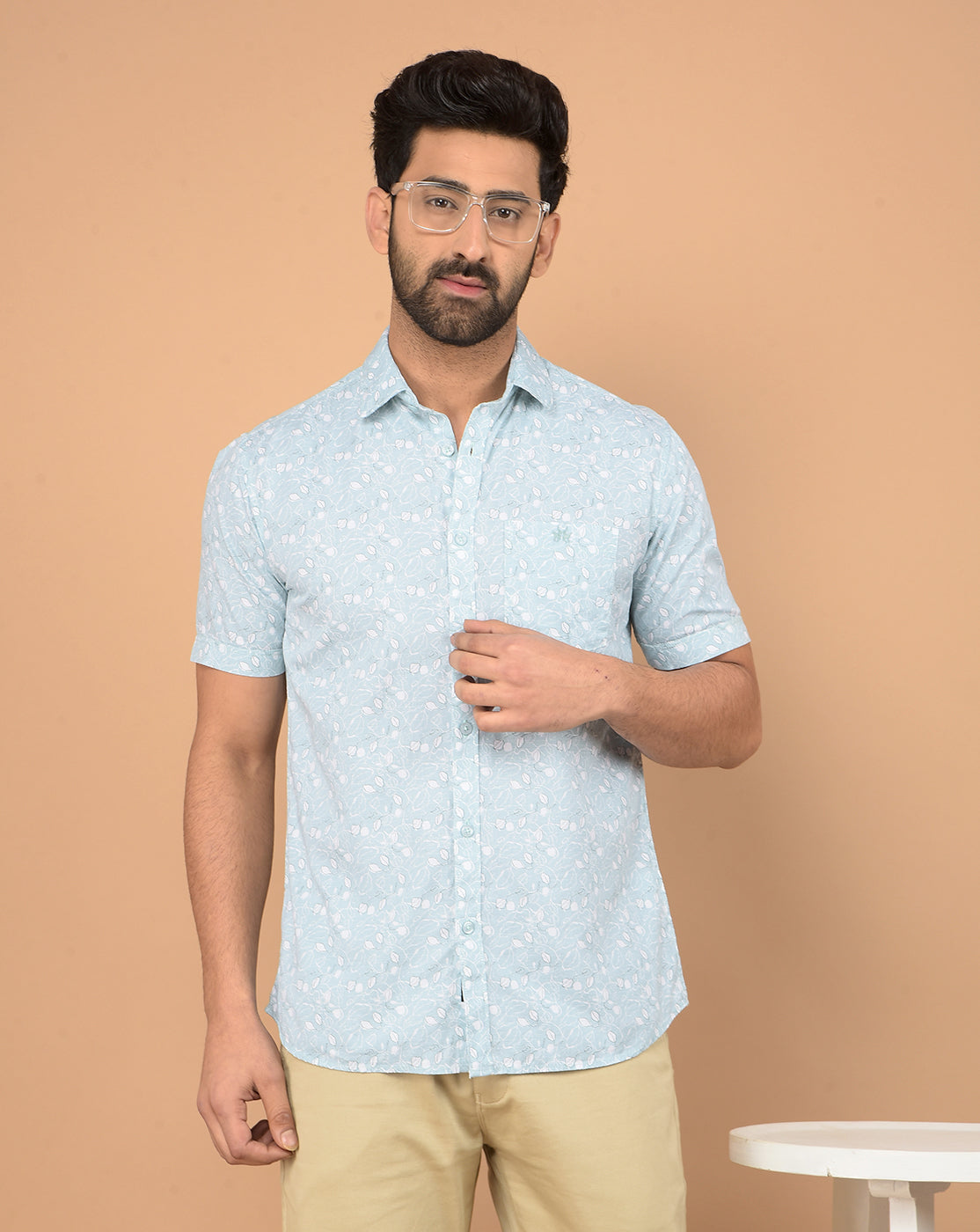 Green Floral Print Shirt-Men Shirts-Crimsoune Club