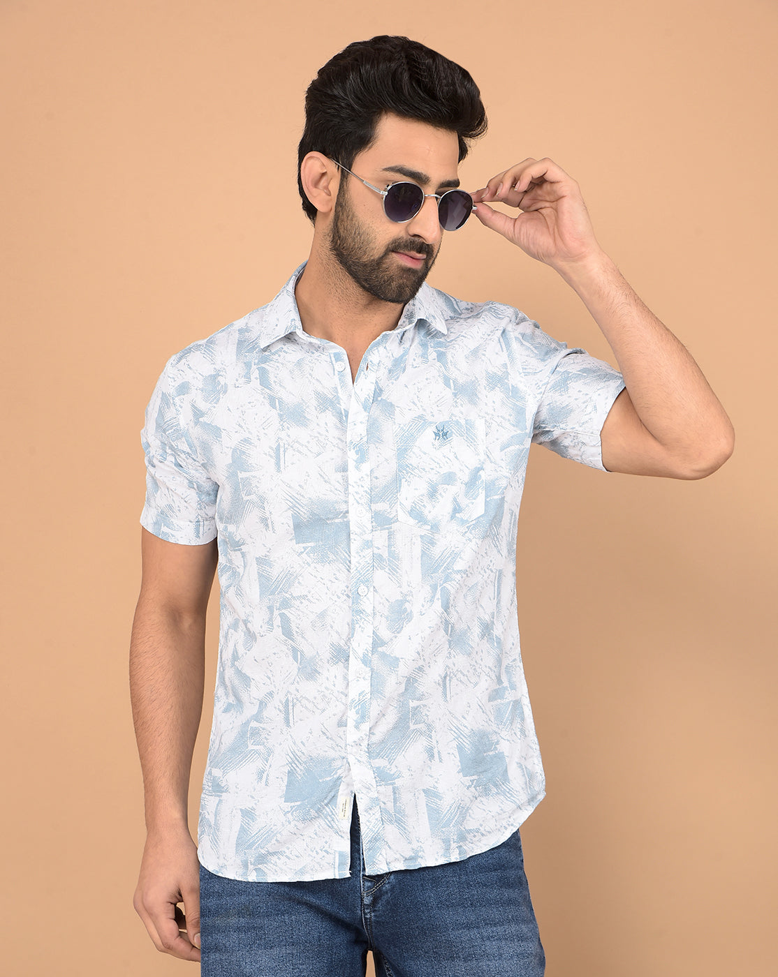 Green Printed 100% Cotton Shirt-Men Shirts-Crimsoune Club