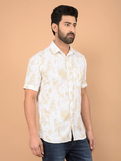 Beige Printed 100% Cotton Shirt-Men Shirts-Crimsoune Club