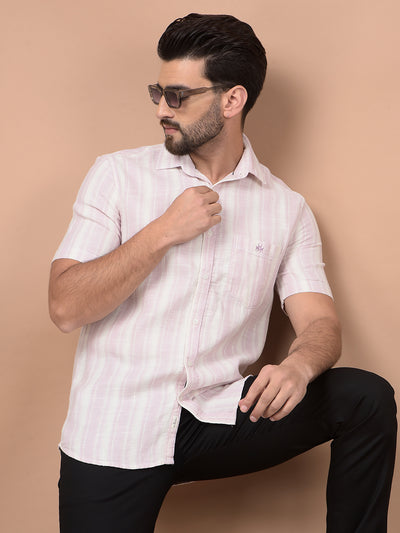 Purple Vertical Stripes 100% Cotton Shirt