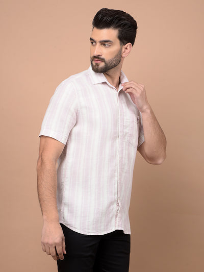 Purple Vertical Stripes 100% Cotton Shirt