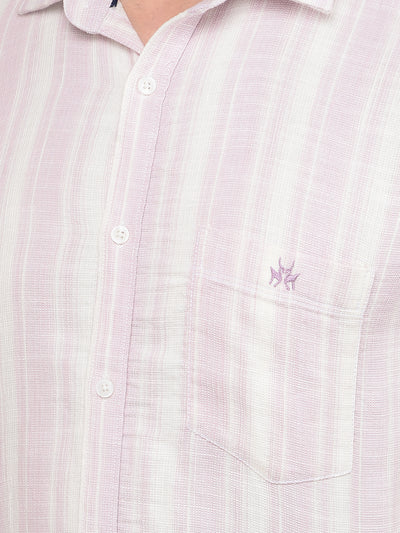 Purple Vertical Stripes 100% Cotton Shirt