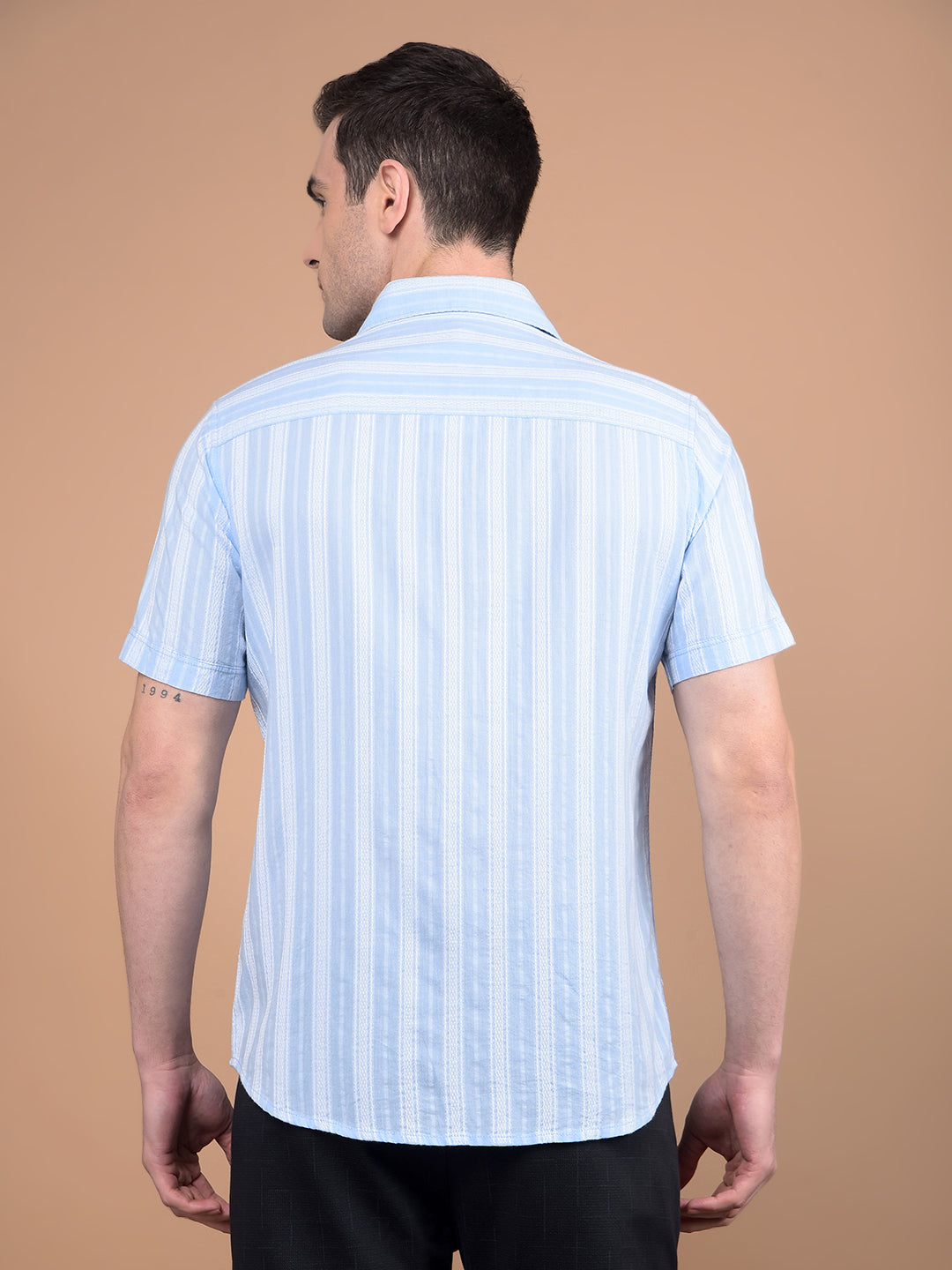 Blue Vertical Stripes 100% Cotton Shirt-Men Shirts-Crimsoune Club