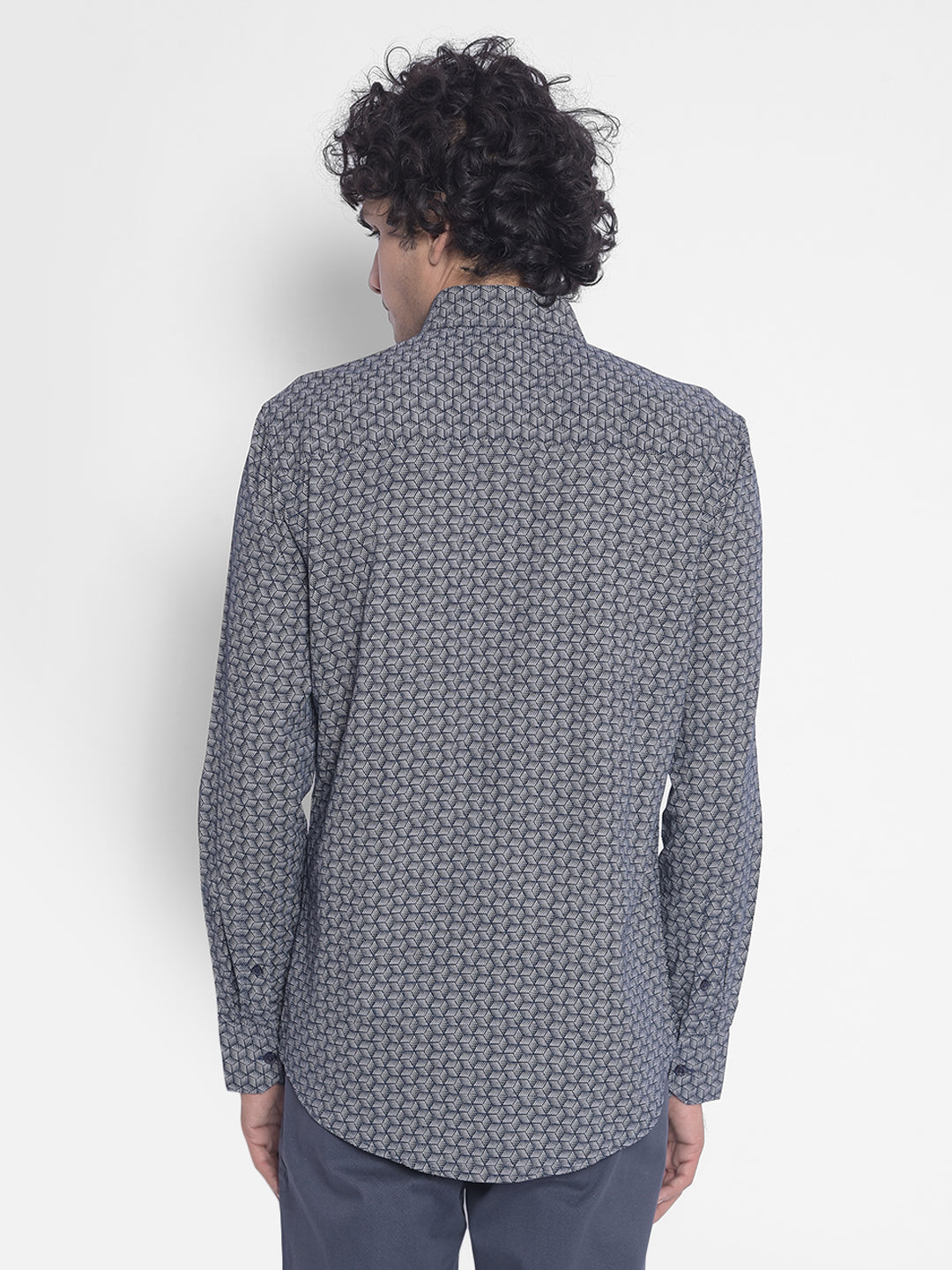 Navy Blue Printed Shirt-Men Shirts-Crimsoune Club