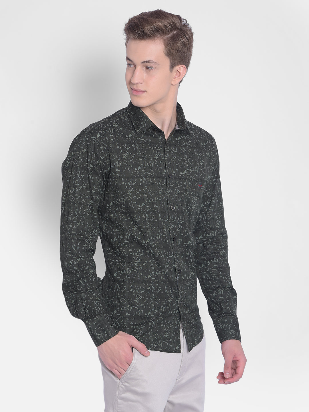 Green Printed Shirt-Men Shirts-Crimsoune Club