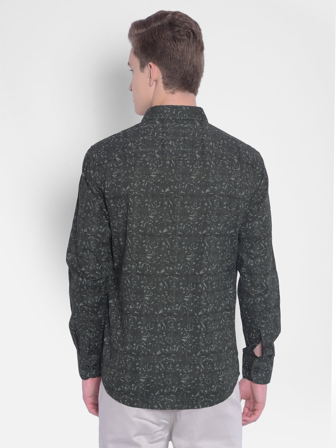 Green Printed Shirt-Men Shirts-Crimsoune Club