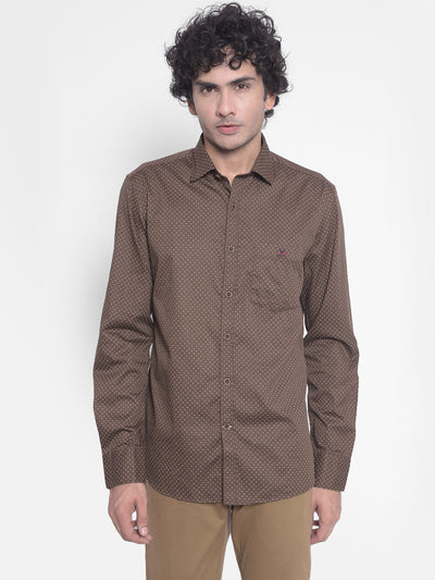 Brown Printed Shirt-Men Shirts-Crimsoune Club